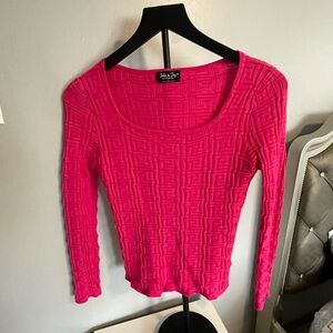 Pink Long Sleeve Textured Top